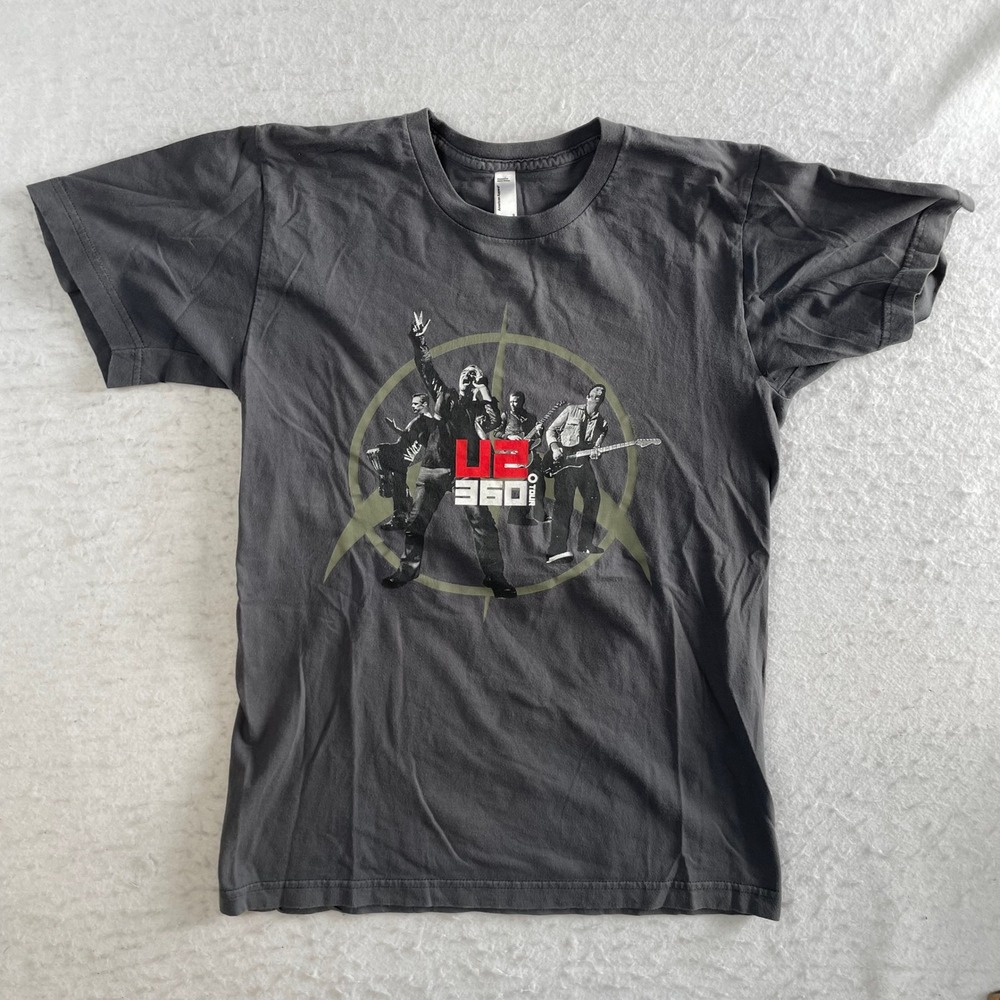 American Apparel U2 360 Tour T-Shirt Mens Small Charcoal Grey Graphic Band Tee